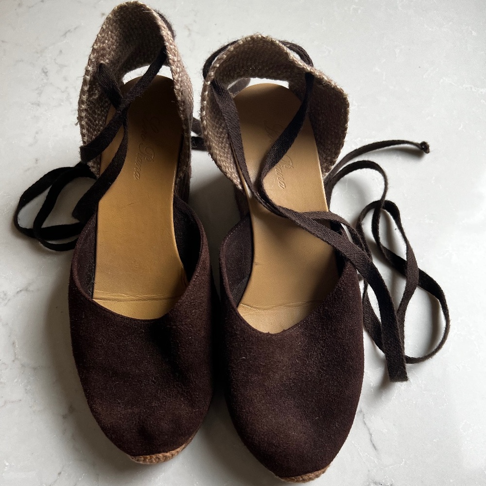 Loro Piano Suede wedge espadrille size 37